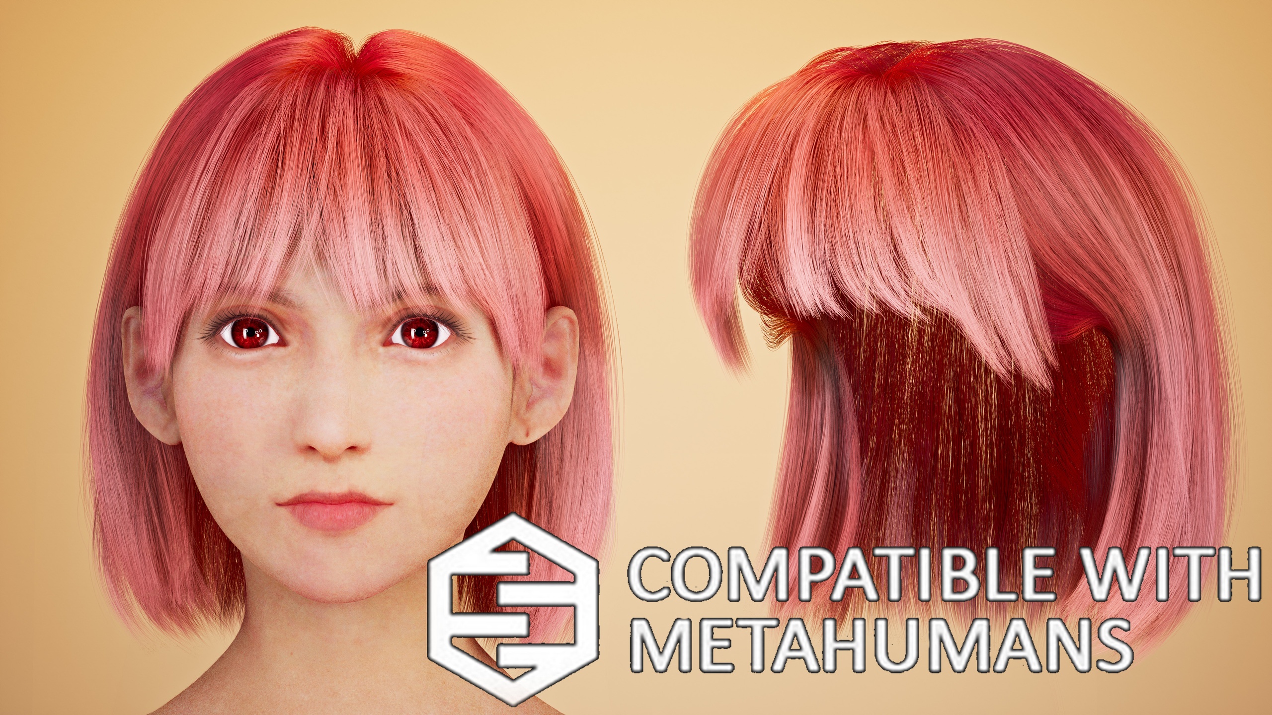 Media 1 for listing Real-time Soft Veil Bob Hair For Metahuman