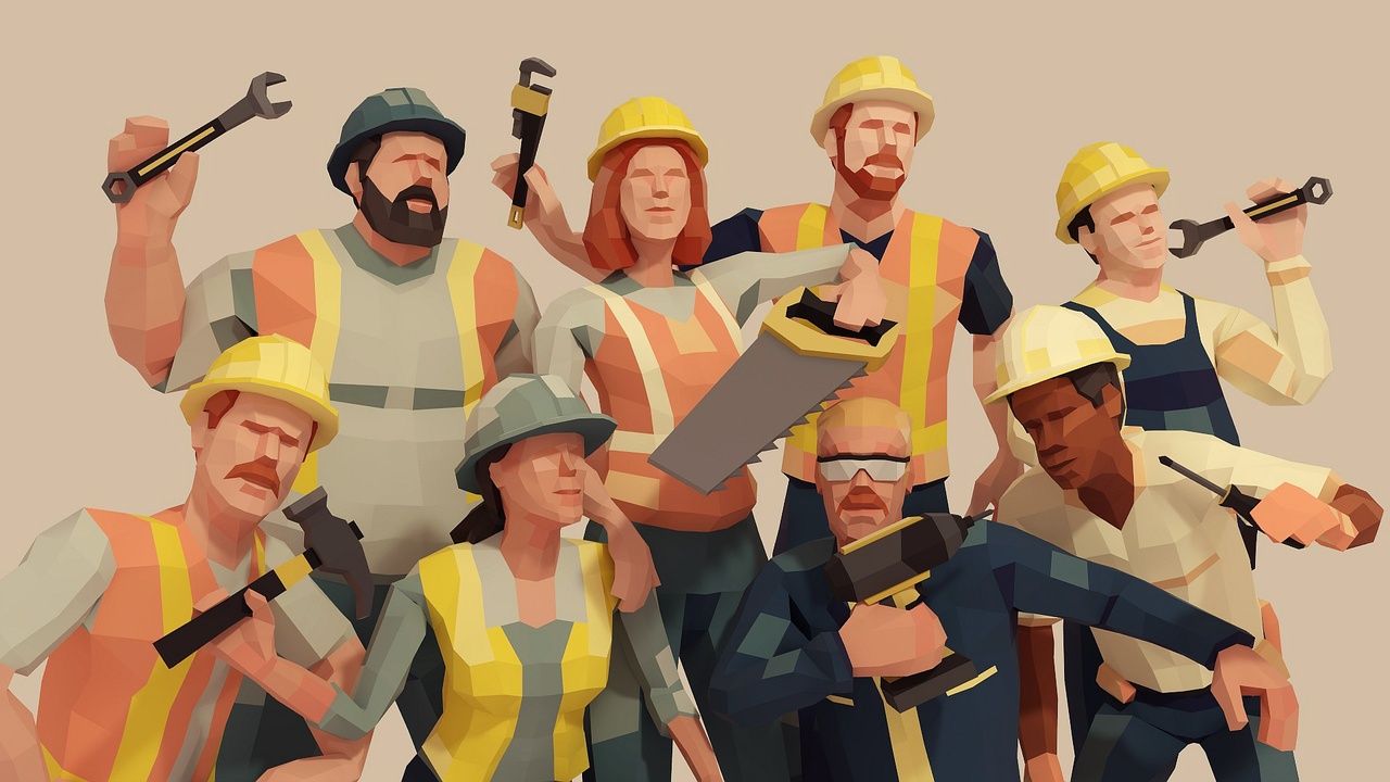 Media 1 for listing Low Poly Construction Workers Rigged Characters Set