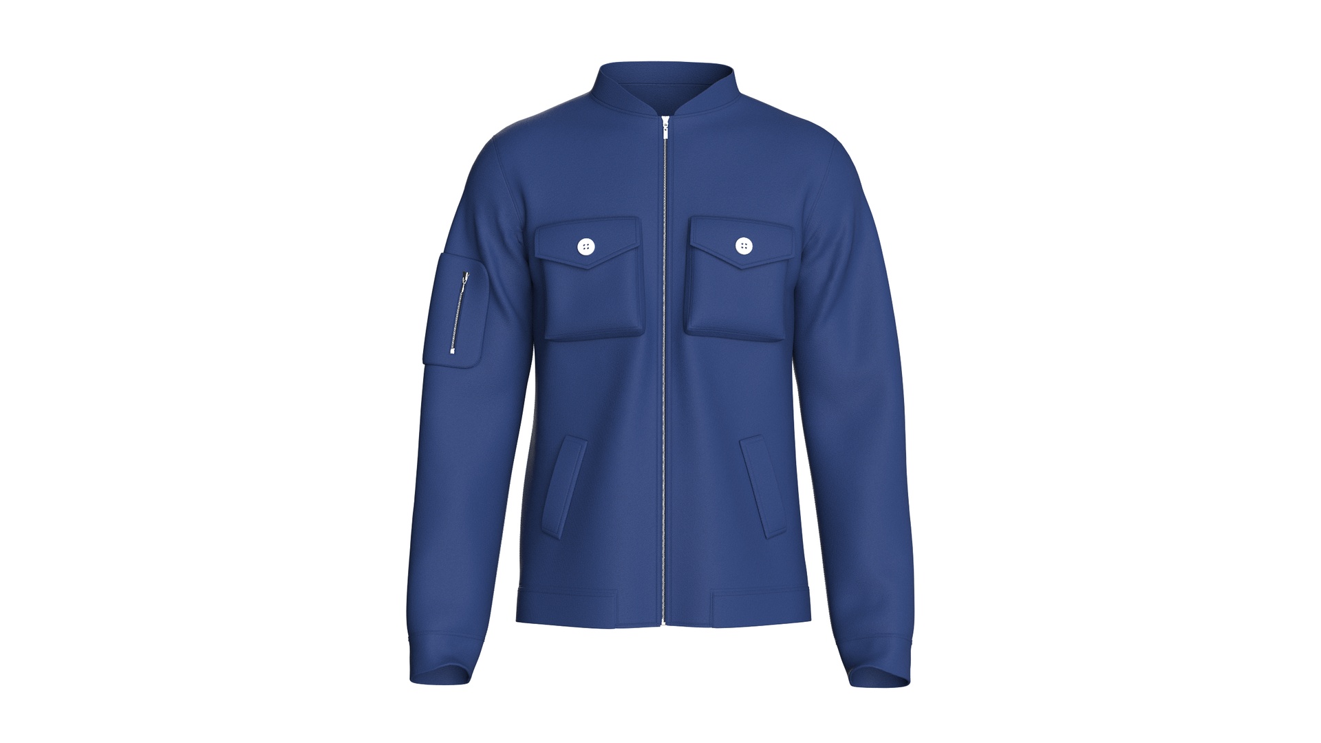 Media 1 for listing Men Cobalt Utility Bomber Jacket | High Poly