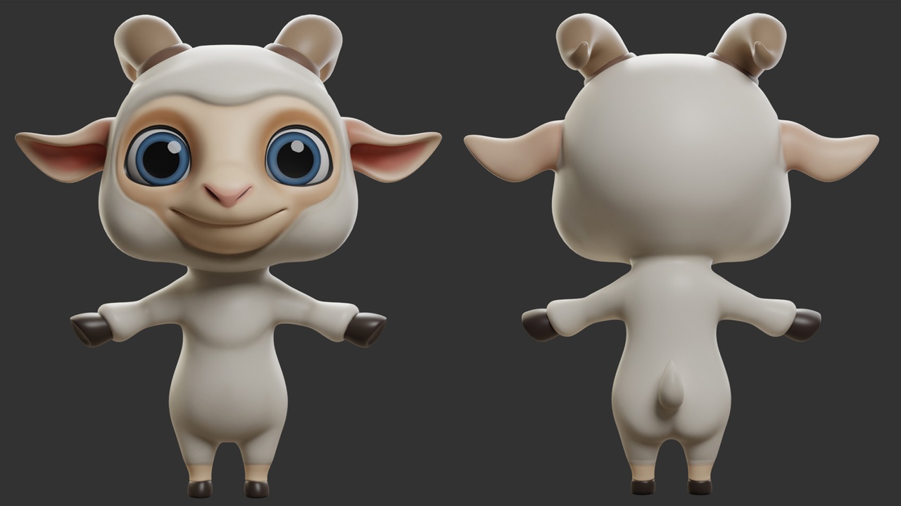 Media 1 for listing Sheep Cartoon - Topology + UV Map