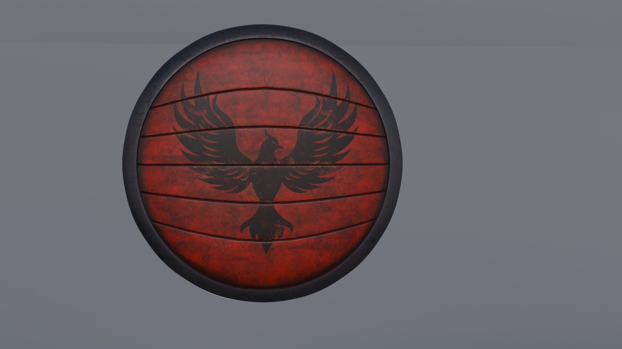 Media 1 for listing Medieval Wooden Shield with Phoenix Crest | Game Ready PBR Asset | Low Poly