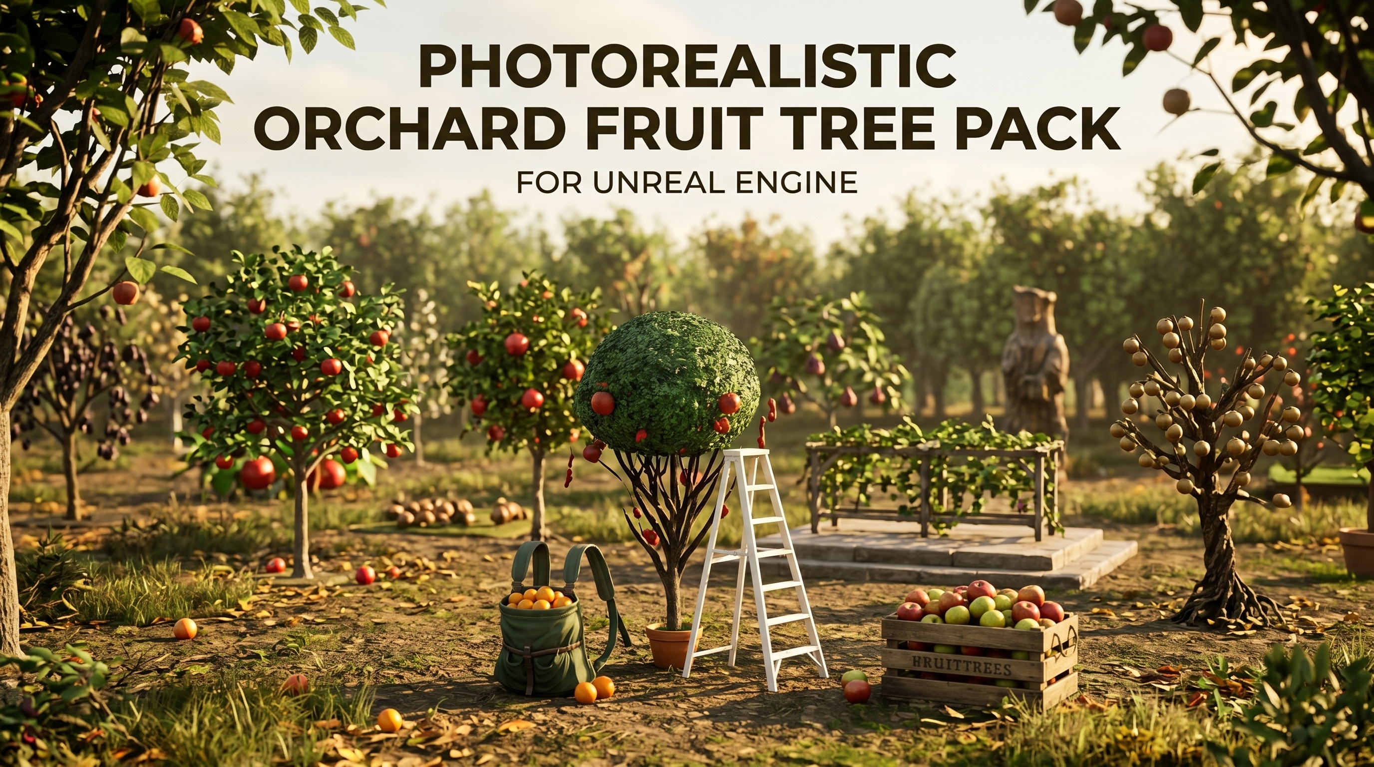 Photorealistic Orchard Fruit Tree Pack | Fab