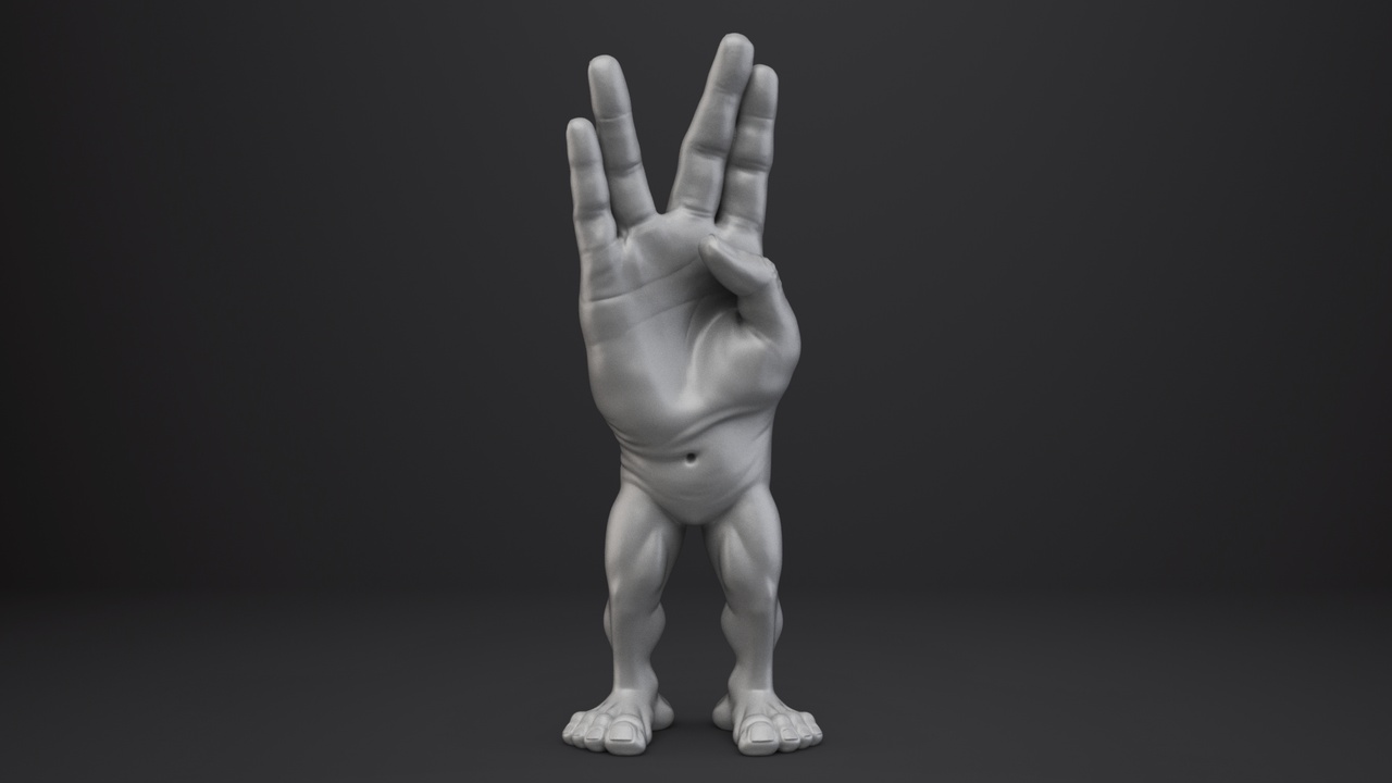 Media 1 for listing Hand Monster Character - Two Fingers Extended and Spread Hand Gesture