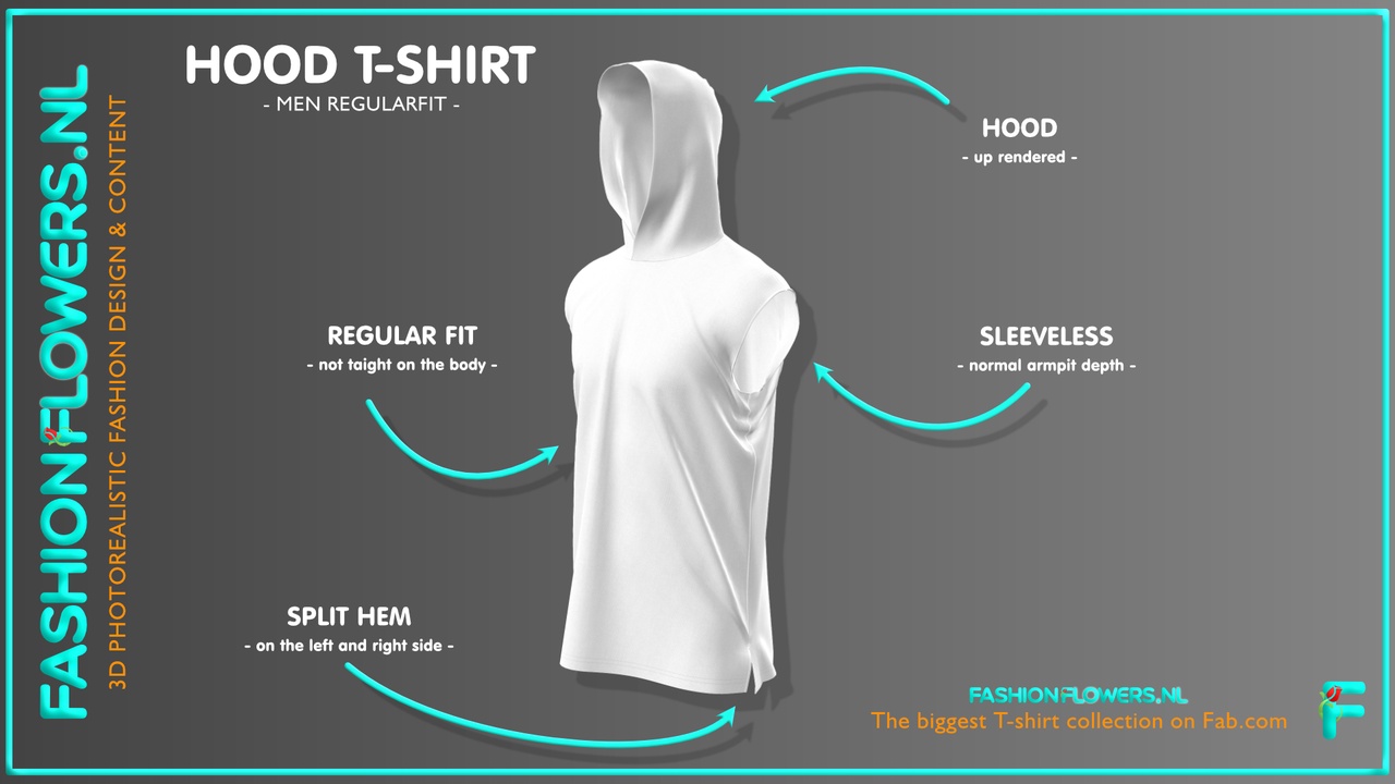 Media 1 for listing White Colour Sleeveless Hooded T-Shirt | Side Seam Splits | Cowl TShirt | Body