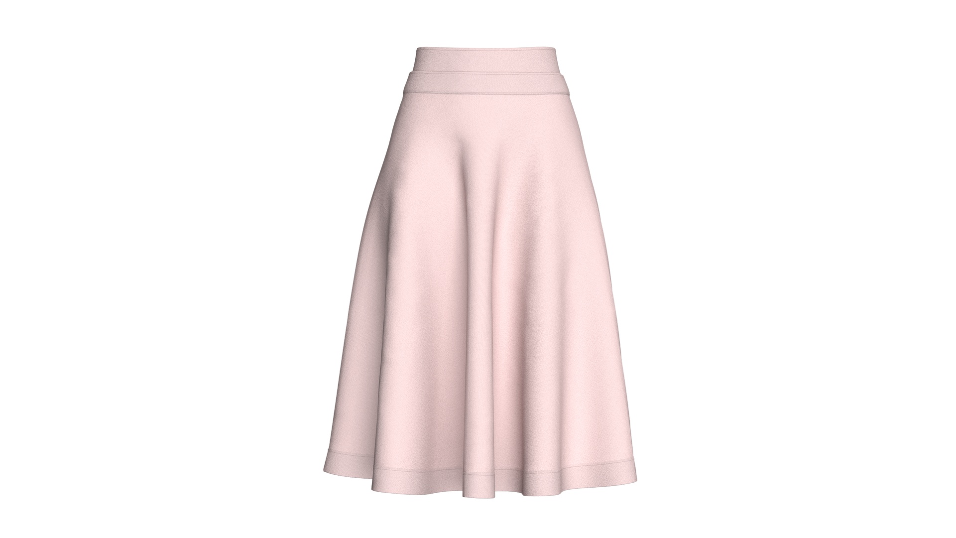 Media 1 for listing Girls Blush Pink Flared A-Line Midi Skirt | High Poly