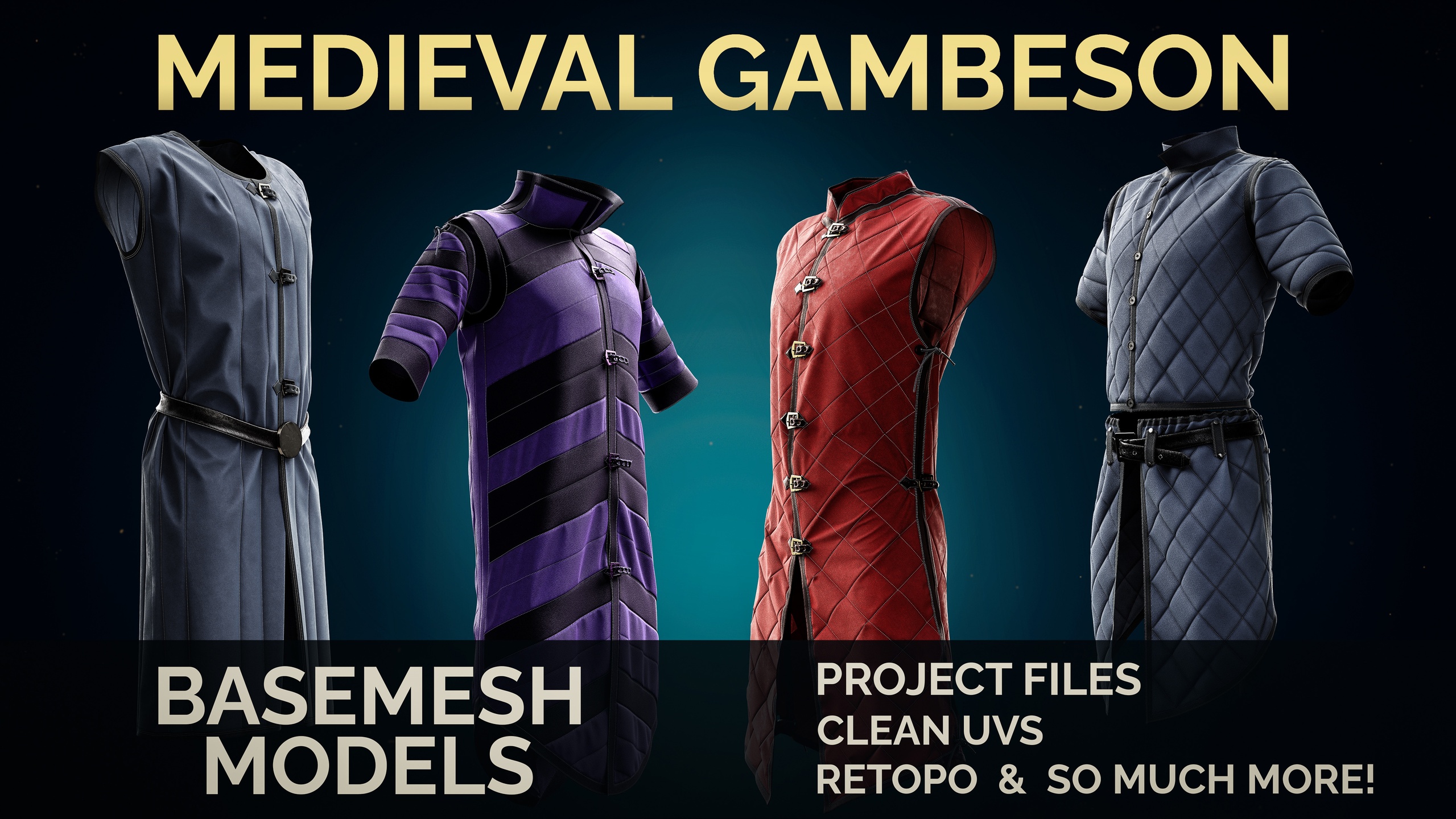 Media 1 for listing 6 Medieval Clothes (Gambeson)+ Metahuman Guide