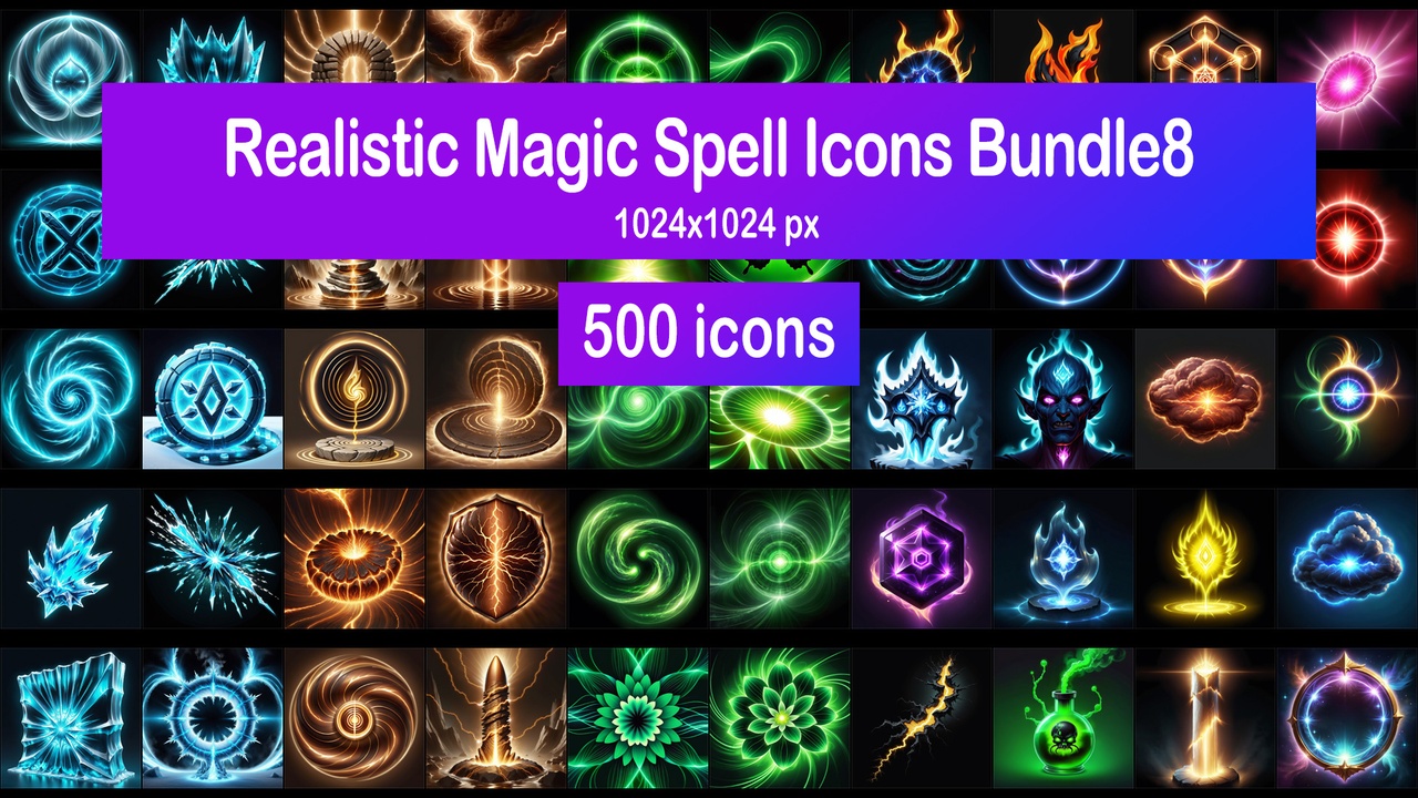 Media 1 for listing Realistic Magic Spell Icons Bundle8
