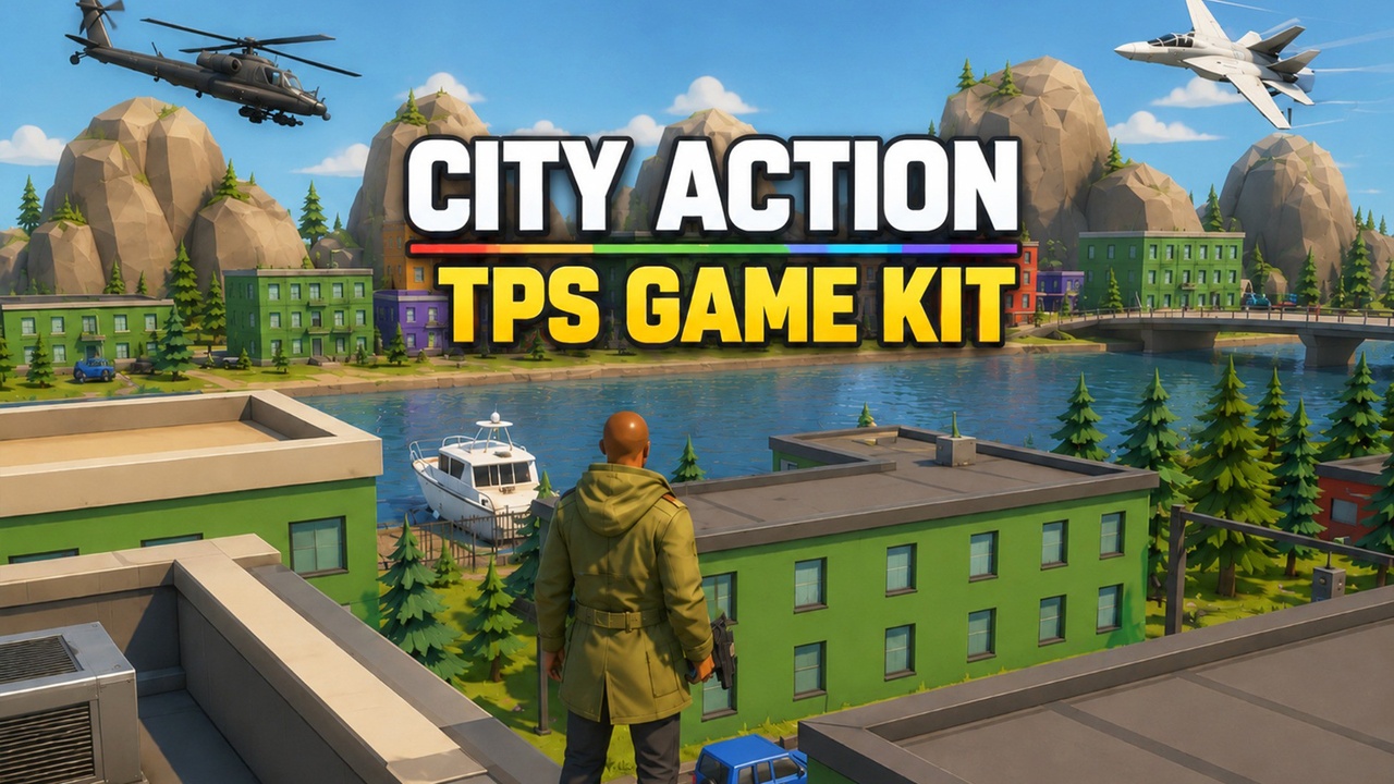City Action TPS and Vehicle Game Kit for Mobile & PC - Create City Action Game ilanı için 1. medya