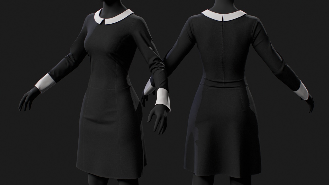 Media 1 for listing Dark Academia Dress for MetaHuman – Parametric Wardrobe (MHPKG)