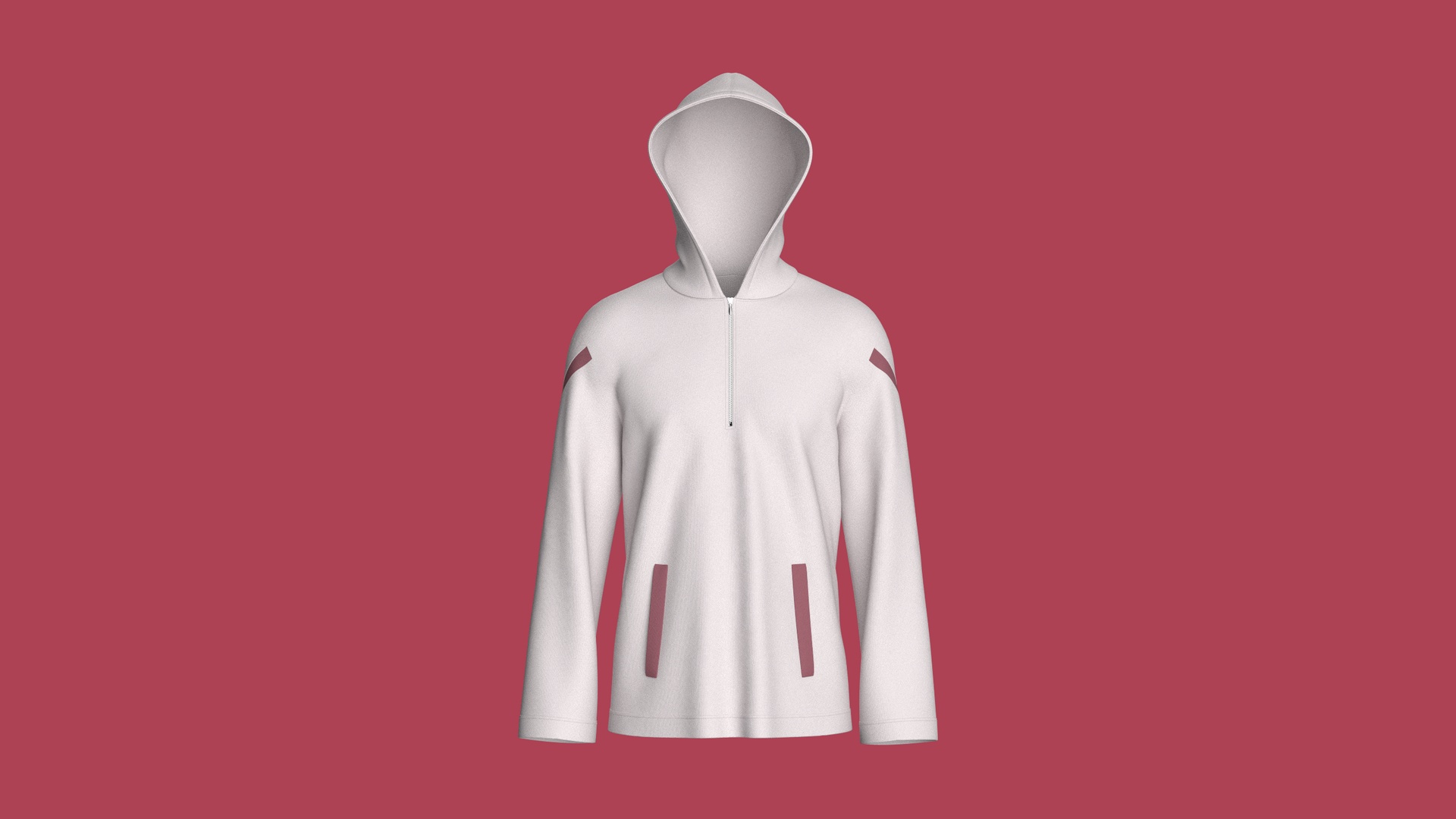 Media 1 for listing Men Quarter - Zip Hoodie With Pockets | High Poly
