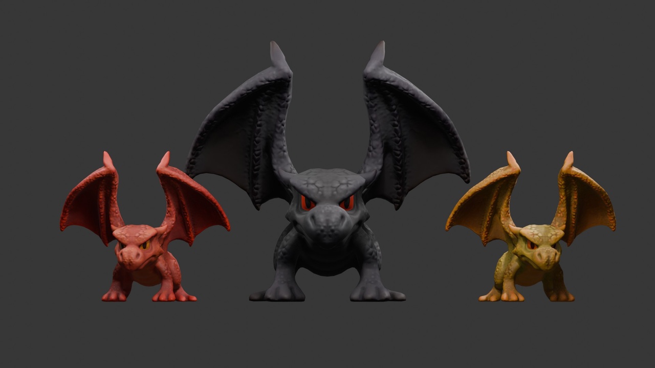 Media 1 for listing Stylized Dragon 3D Model Game Ready with 3 Texture Variations
