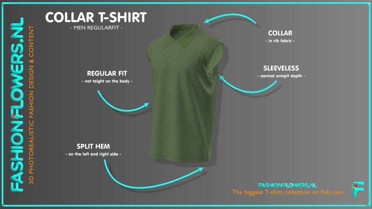 Media 1 for listing Green Colour Sleeveless Polo Shirt | Sleeveless Collar T-shirt | Side Splits