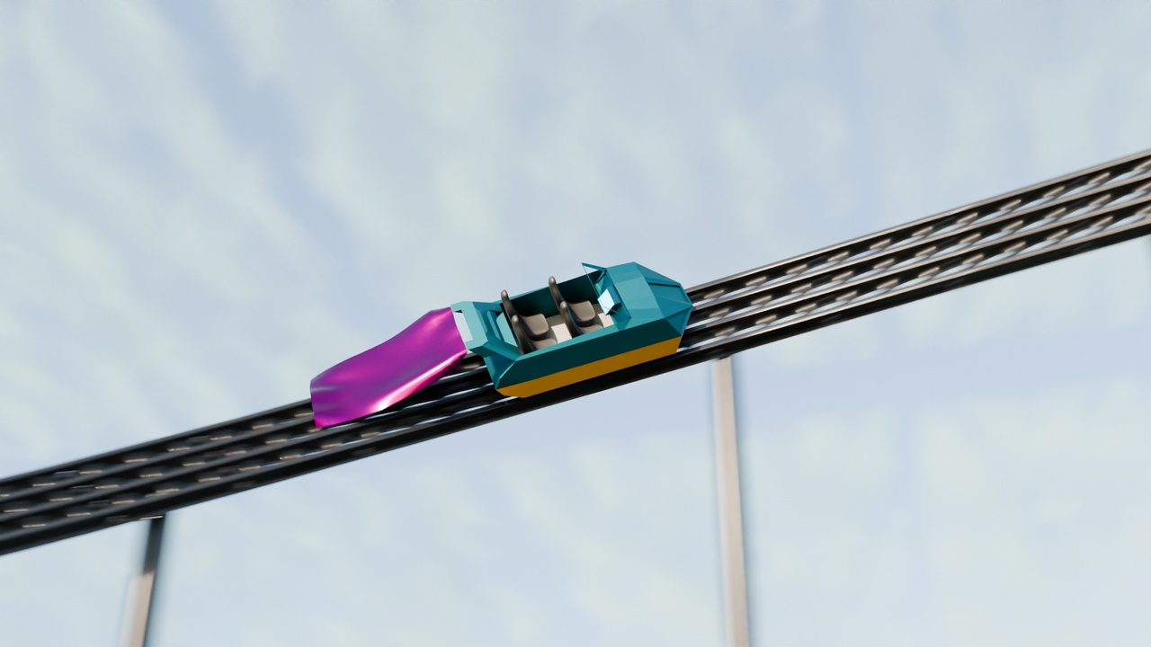 Media 1 for listing 3D animated Roller-coaster with track-train قطار