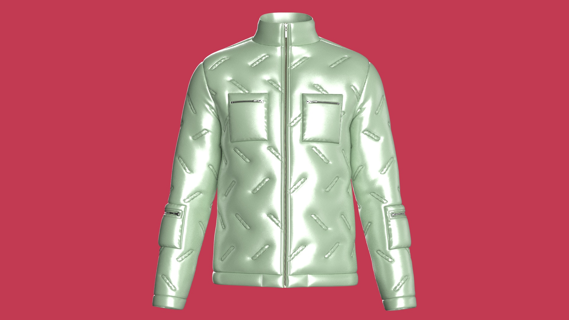 Media 1 for listing Men Mint Frost Metallic Utility Puffer Jacket | High Poly