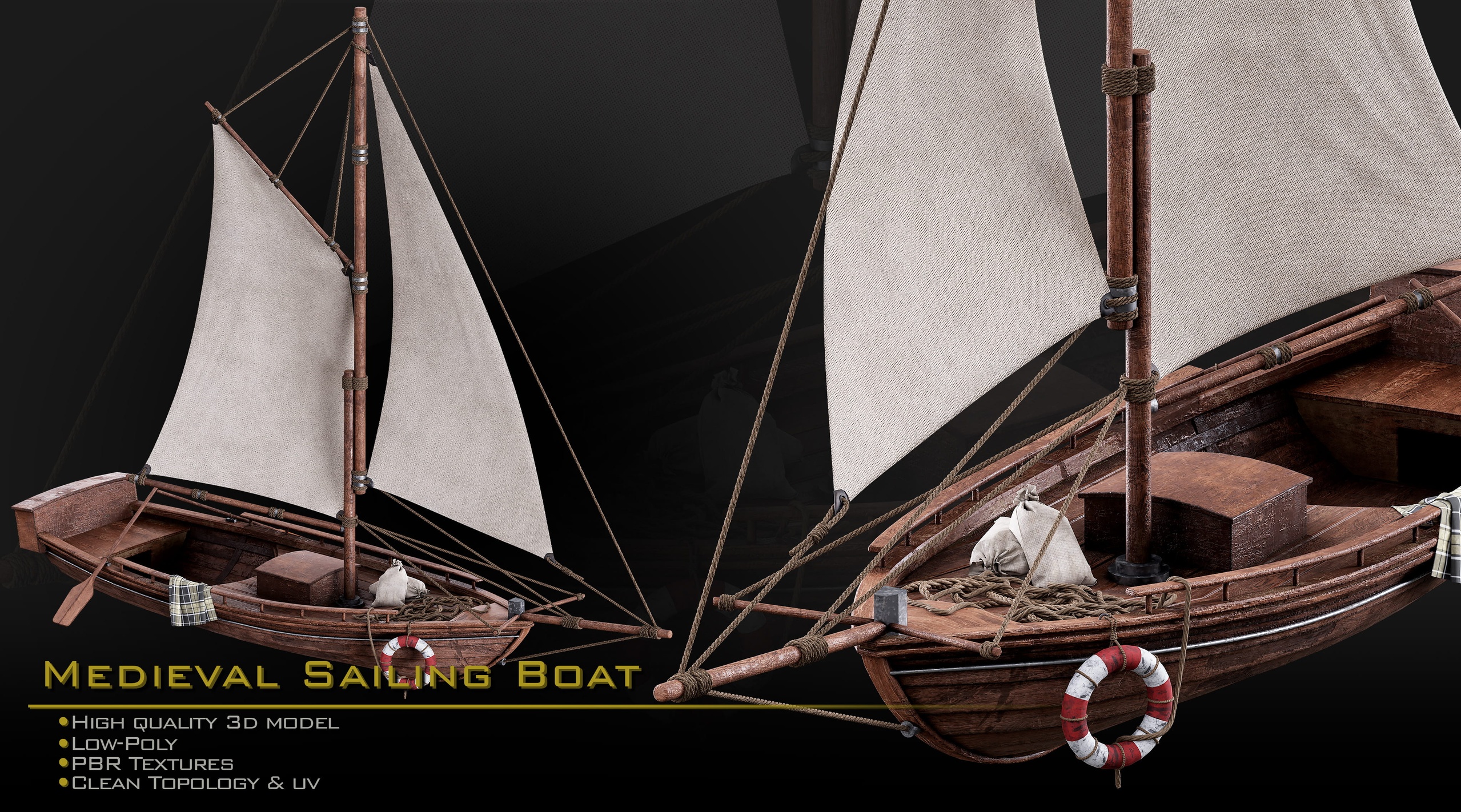 Media 1 for listing Wooden Sailing Boat - Medieval Style
