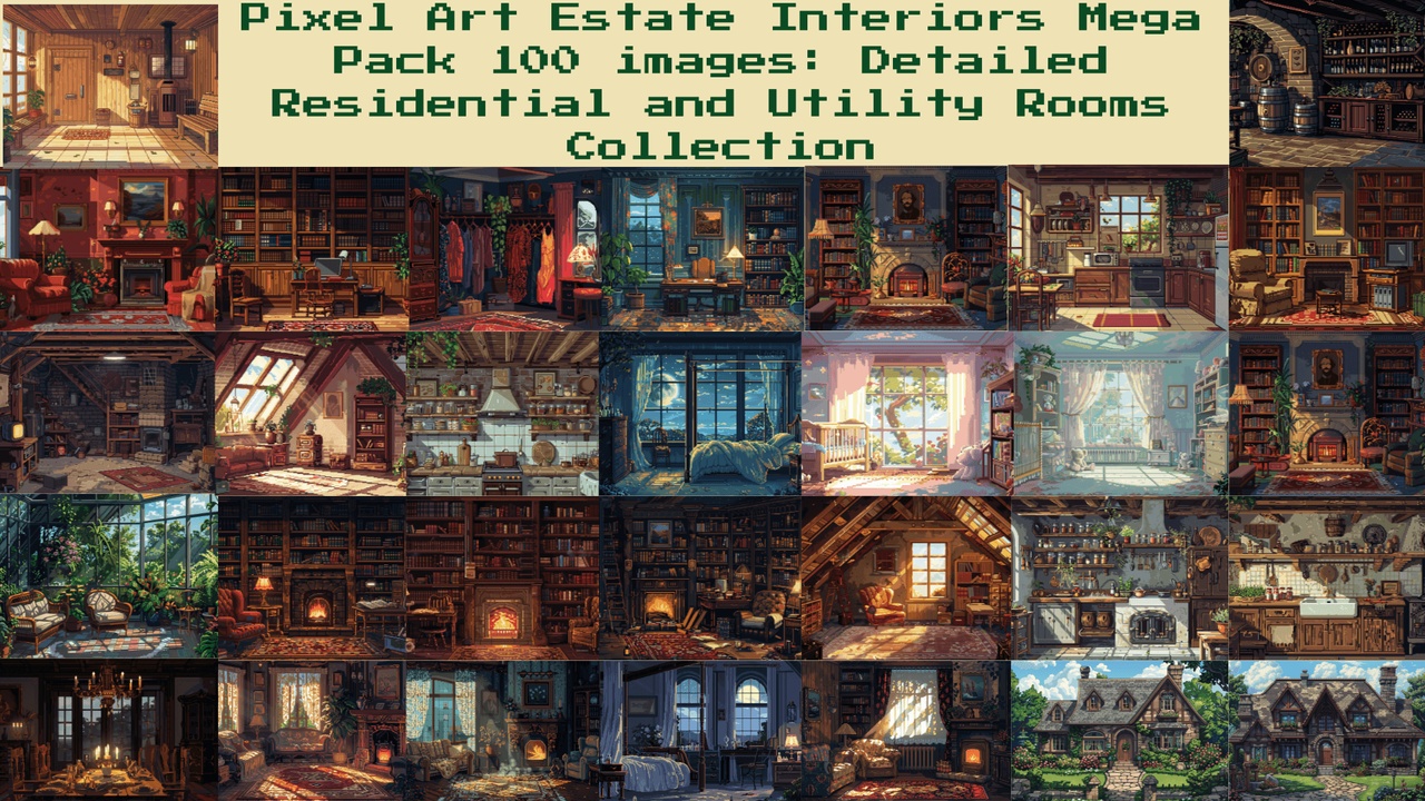 Media 1 for listing Pixel Art Estate Interiors Mega Pack 100 images
