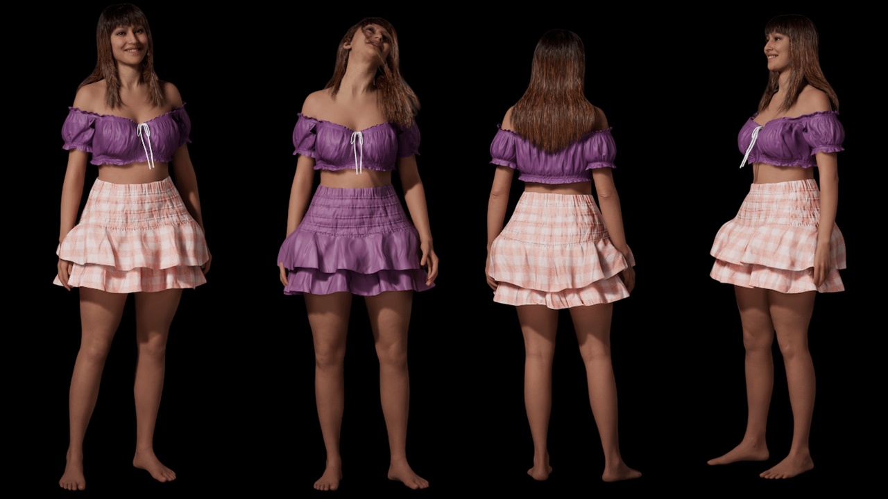 Media 1 for listing Female Casual Ruffled Skirt - Metahuman Compatible