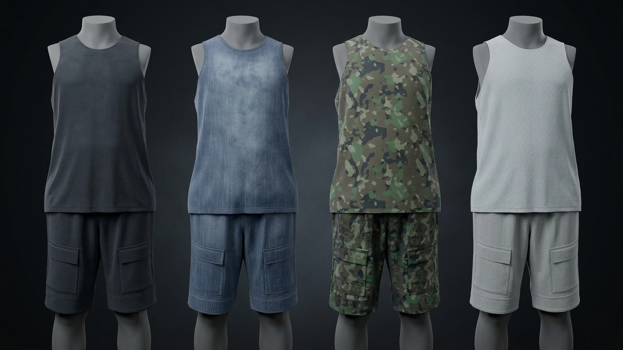 Media 1 for listing Modular Casual Tank & Cargo Shorts Set – Metahuman Compatible
