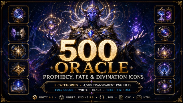 500 Oracle & Seer Prophecy, Fate & Divination Ability Icons — Cobalt Game Assets