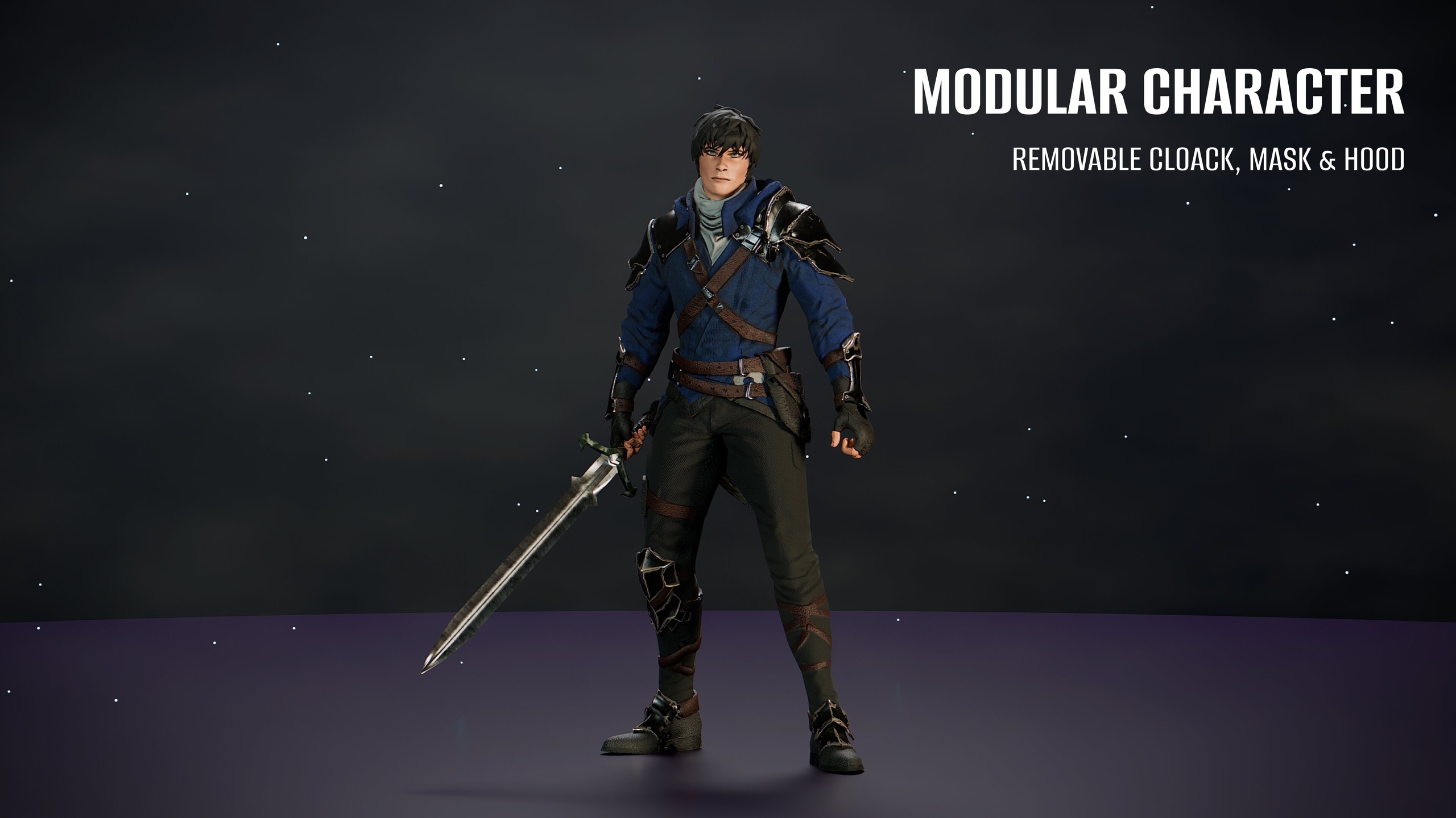 Media 1 for listing Assassin / Rogue - Stylized Modular Character ( 4 Variations, Epic skeleton)