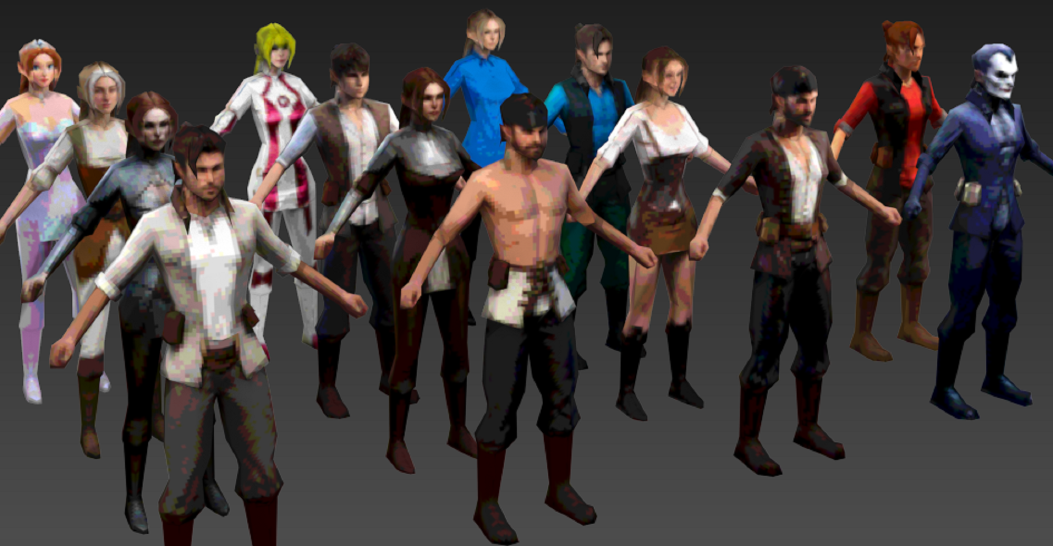 Male & Female PS1 Style Characters Low Poly | Fab