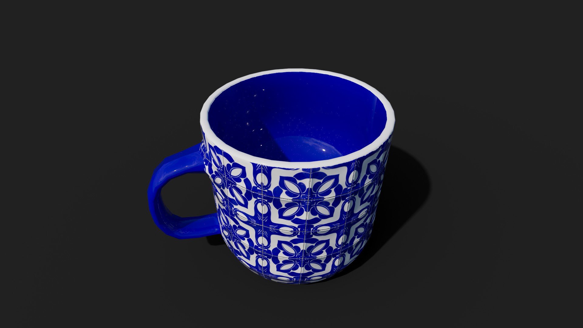 Ceramic mug cup tiled blue decorative | Fab
