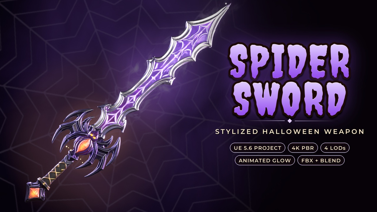 Media 1 for listing Spider Sword - Stylized Halloween Weapon