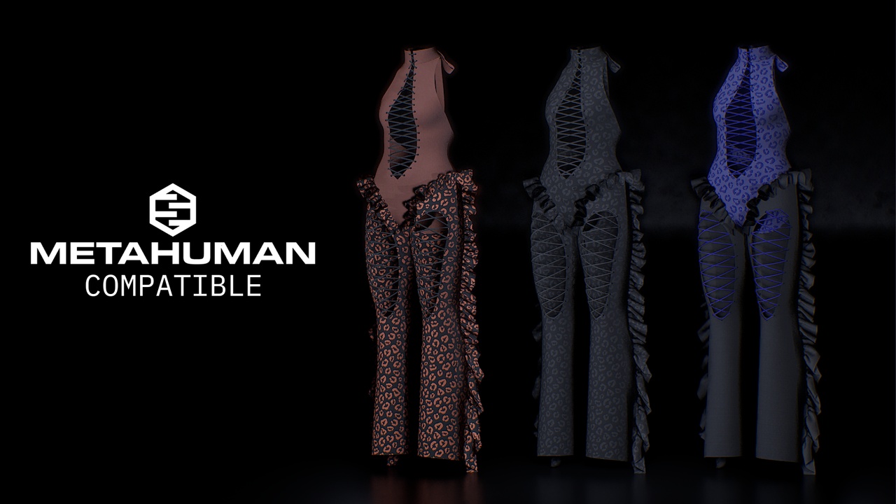 Media 1 for listing MetaHuman Bodysuit(Leopard Print) 01 — Parametric Outfit, Editable Print & Color