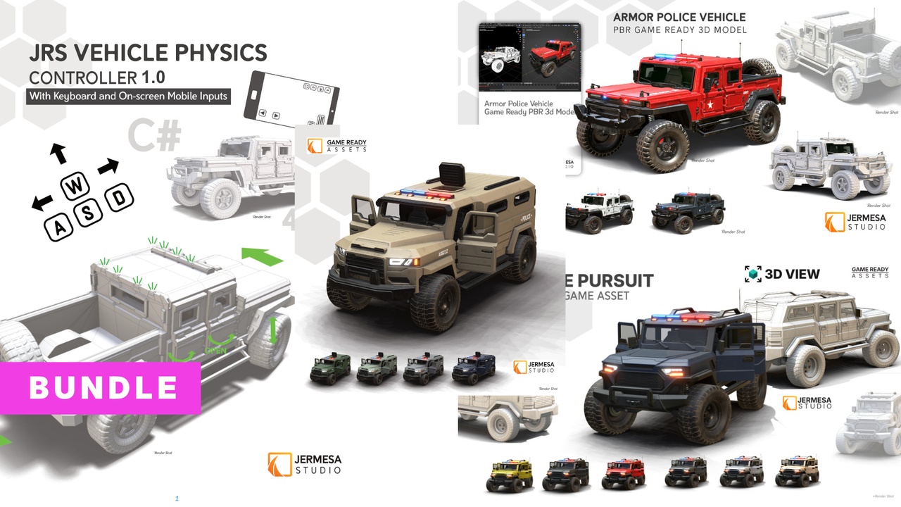 Media 1 for listing Tactical Police Armored Vehicle Bundle + Controller for Unity PBR (Game Ready)