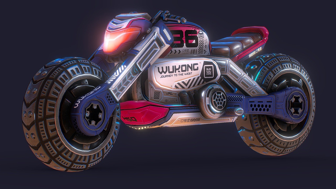 Media 1 for listing Lowpoly Cyberpunk Motorcycle - Sun Wukong's Bike