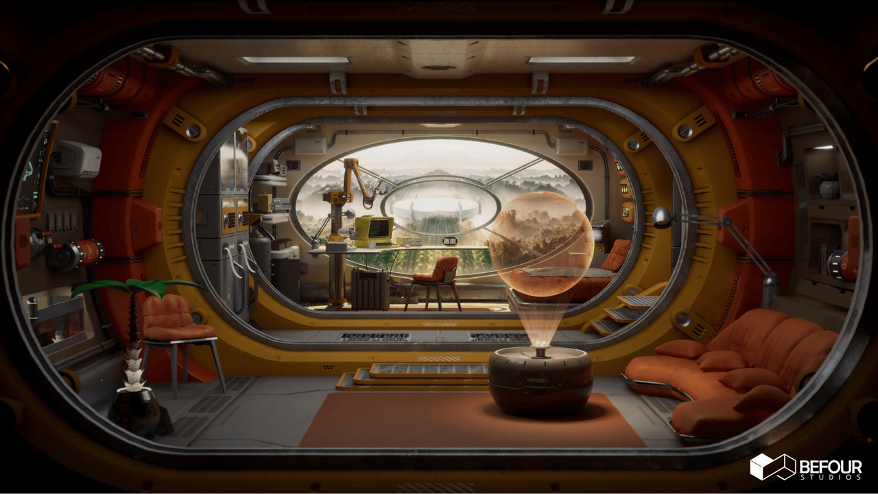Retro Sci-Fi Research Cabin Environment