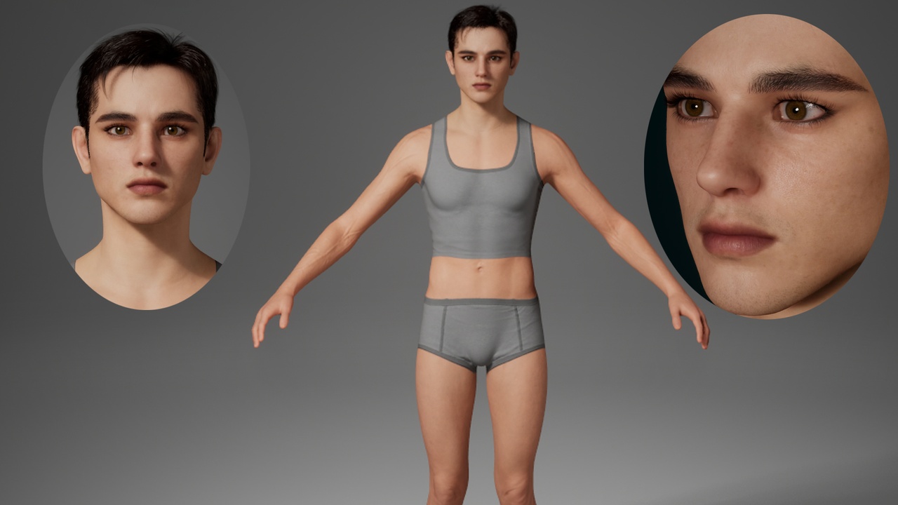Media 1 for listing Editable MetaHuman Handsome - Xue Li.With hair, no clothing included.