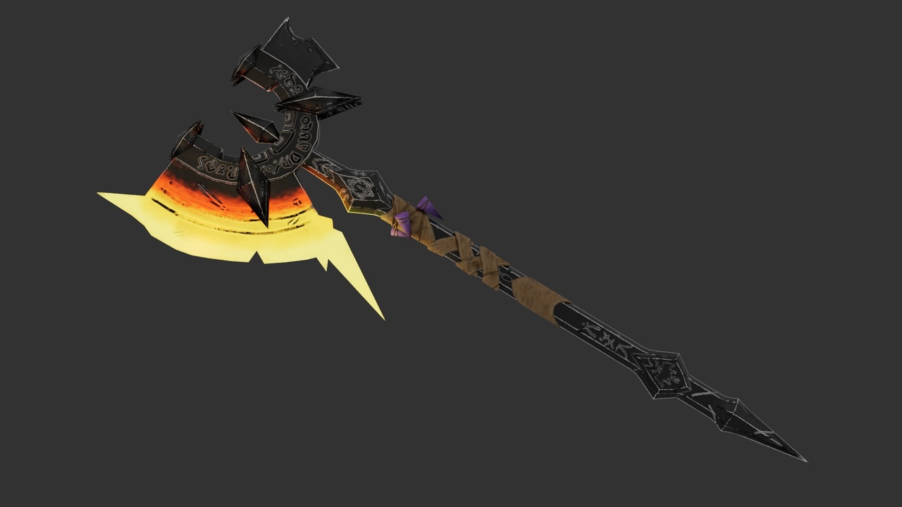 Media 1 for listing Stylized Fantasy Axe – Game Ready 3D Weapon with Emissive 4K PBR Textures