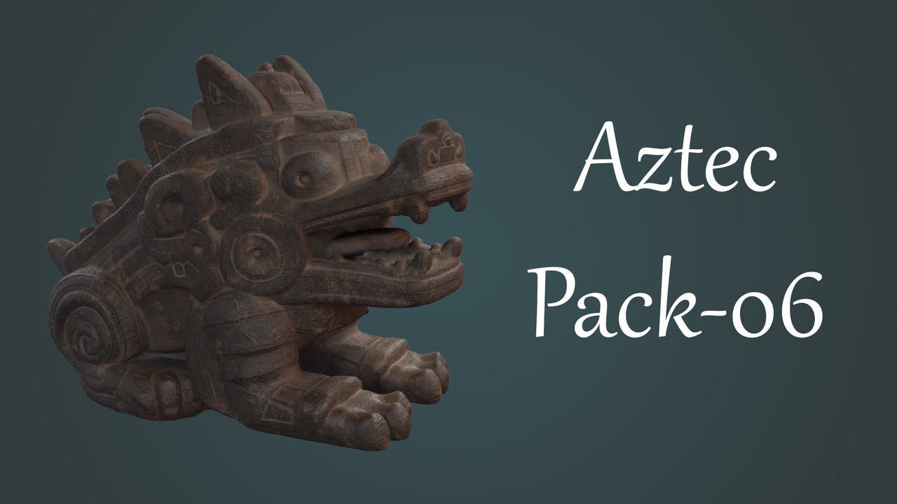Media 1 for listing Aztec Stone Statues Pack 06 – Stylized Sculptures (12 Props)