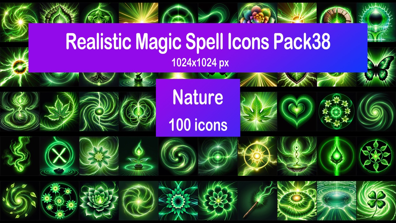 Media 1 for listing Realistic Magic Spell Icons Pack38 - Nature