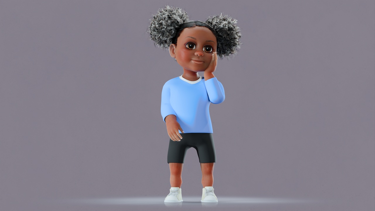 商品 Afro Girl - Rigged cartoon character 的媒体 1