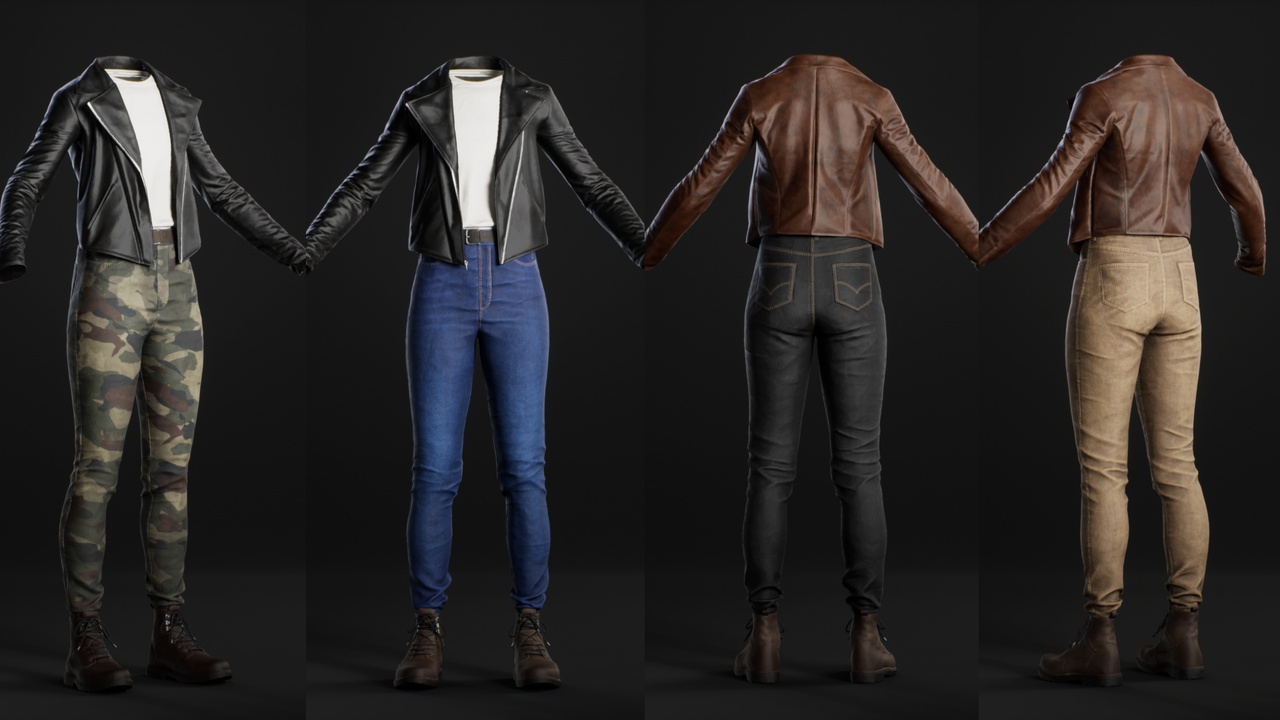 Media 1 for listing F Jacket Leather Jeans Outfit - Metahuman