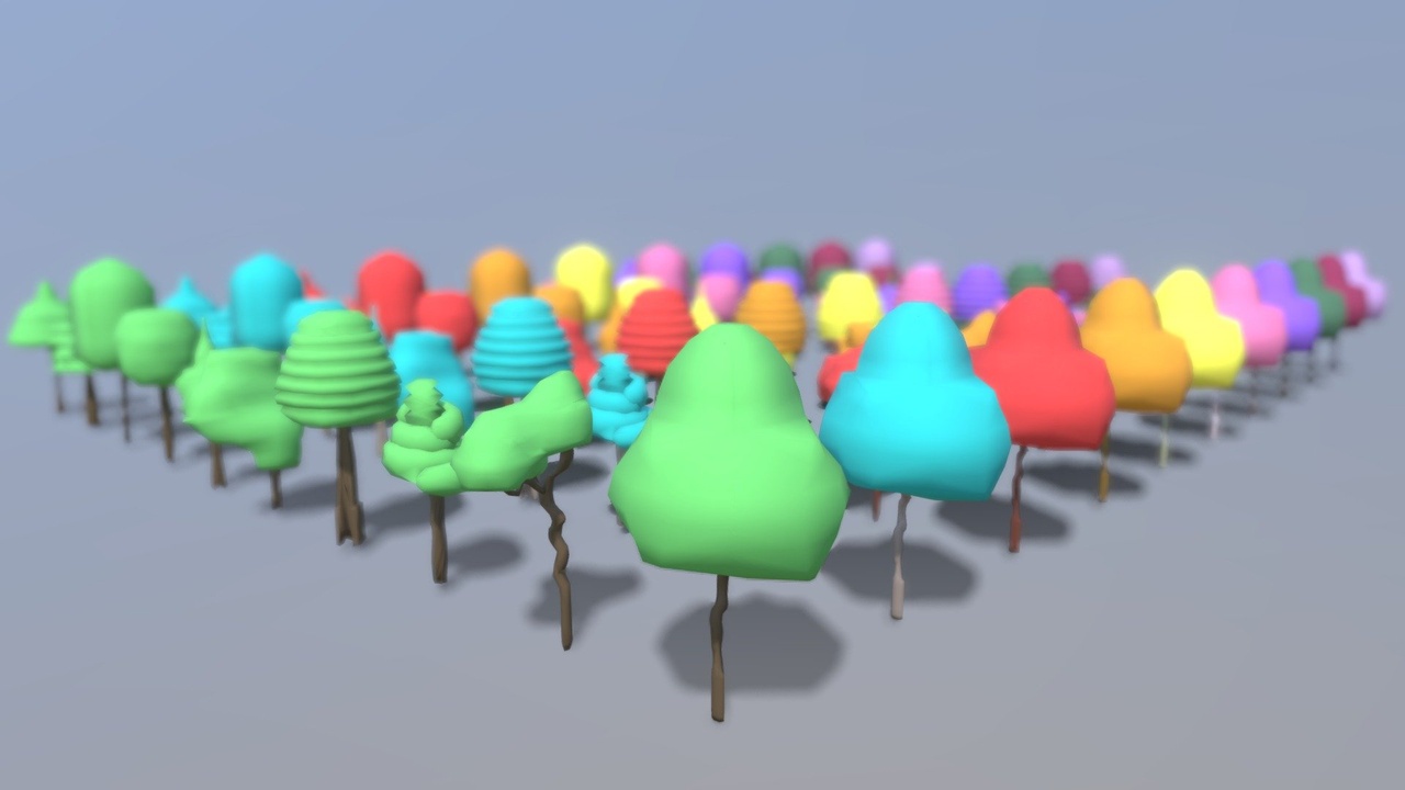 Media 1 for listing 10 Low Poly Trees in 10 Colours