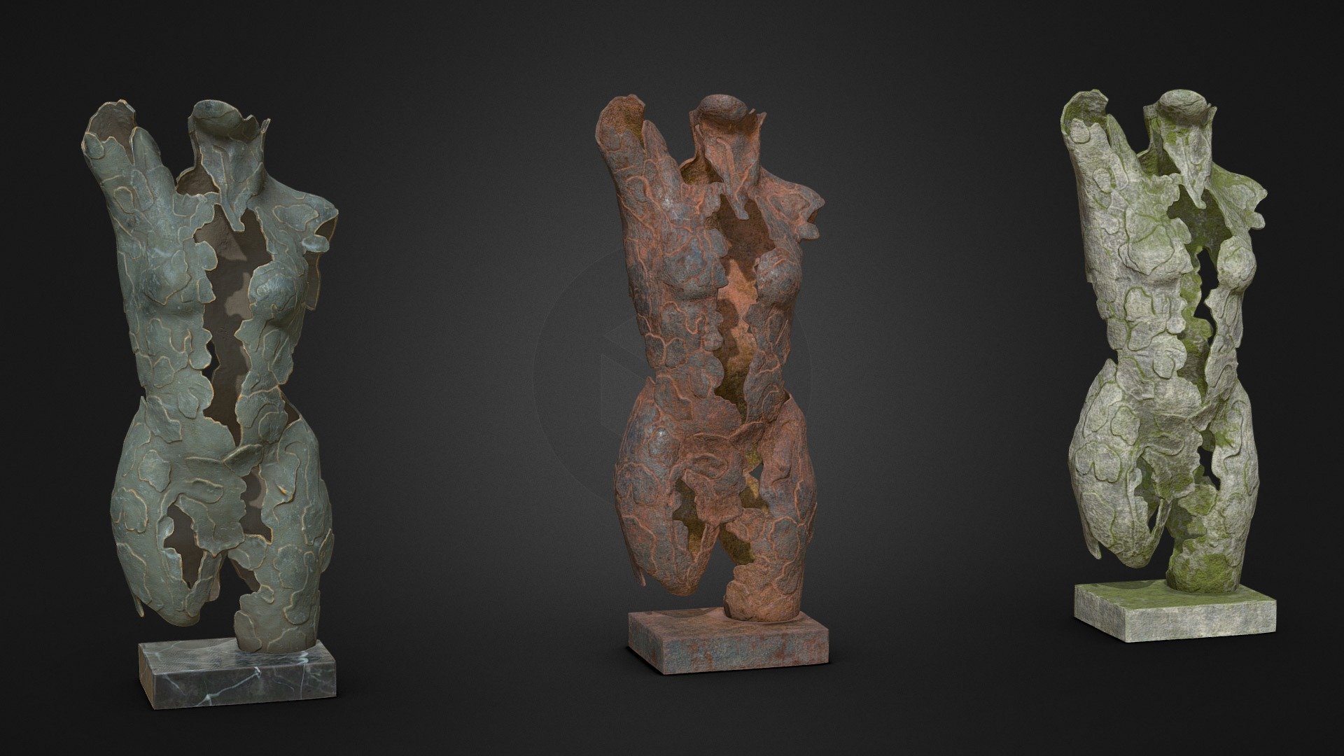 Abstract Female Torso Sculpture 3 pieces | Fab