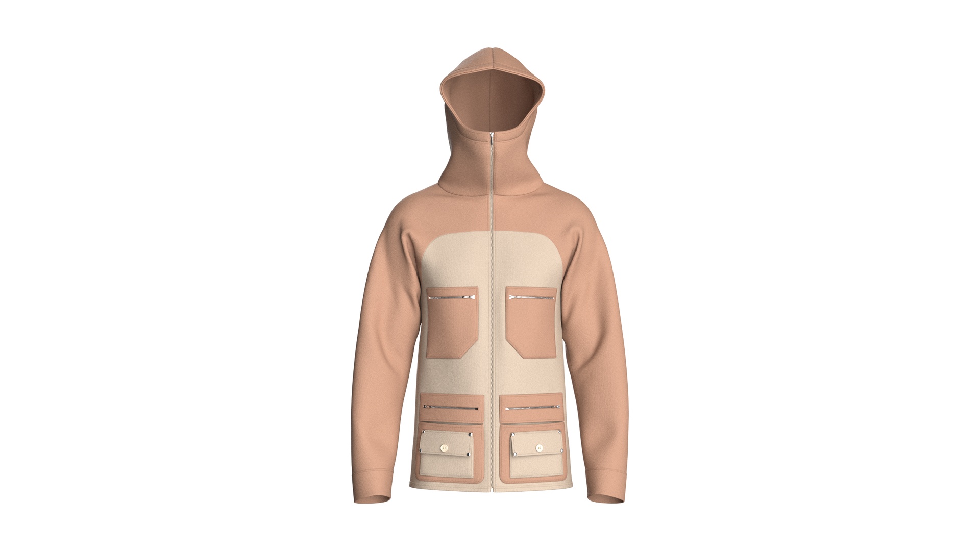 Media 1 for listing Men Hooded Jacket With Multi Zip Pocket | High Poly