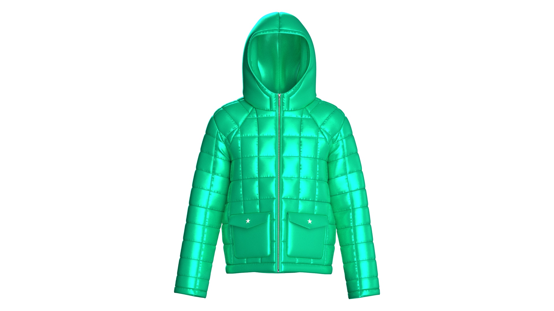 Media 1 for listing Men Jade Cyber Puffer Jacket | High Poly