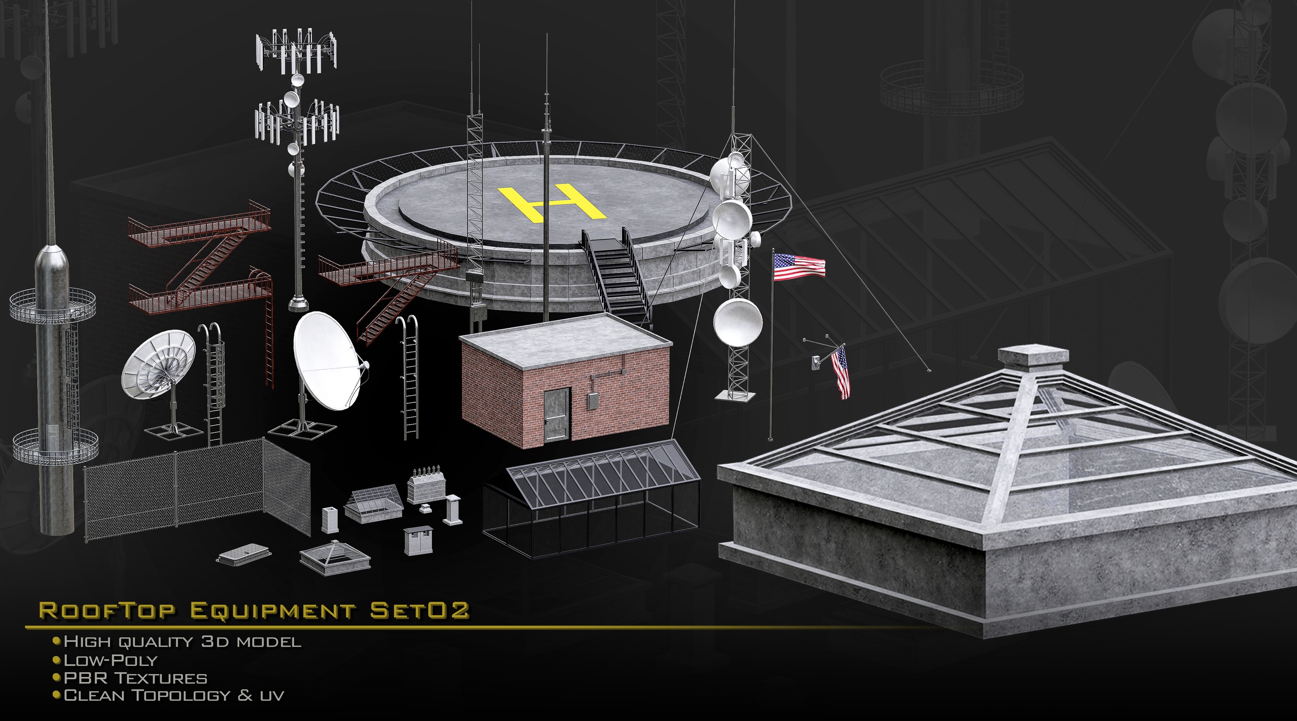 Media 1 for listing Rooftop Equipments Set02