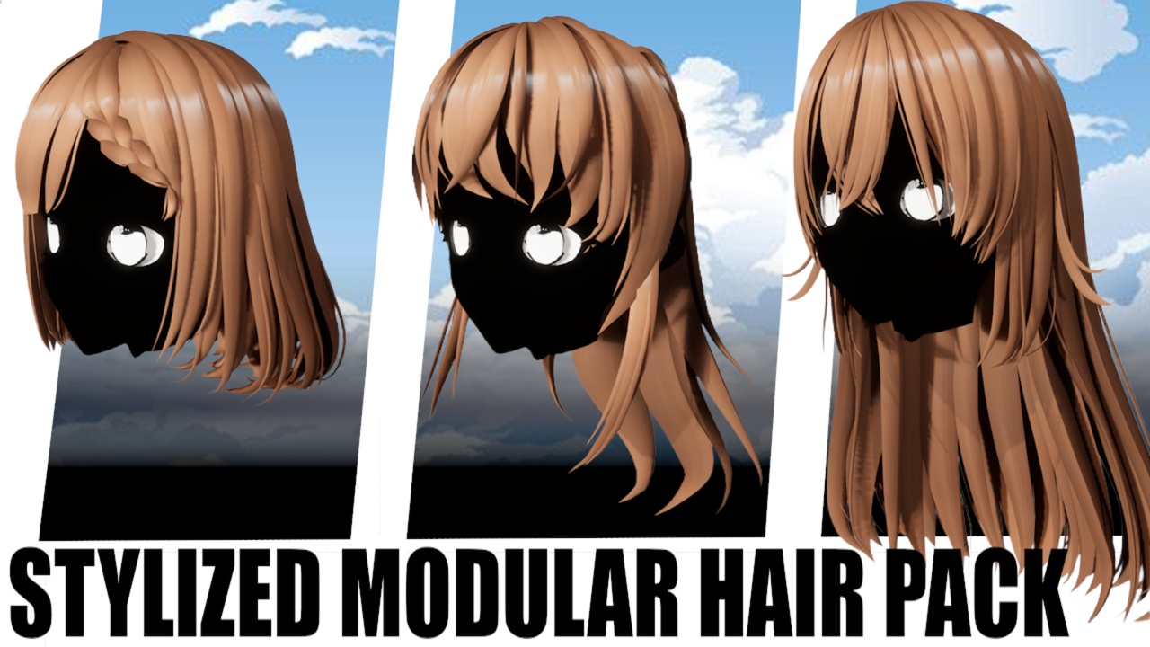 Multimedia 1 para anuncio Hair Modular Pack - Easy stylized hair builder