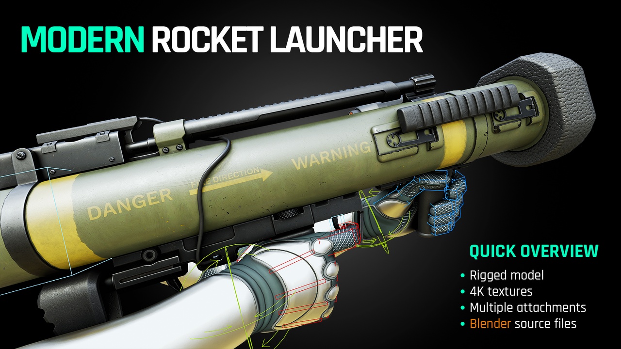Media 1 for listing Modern Rocket Launcher – Rigged & Game Ready Model