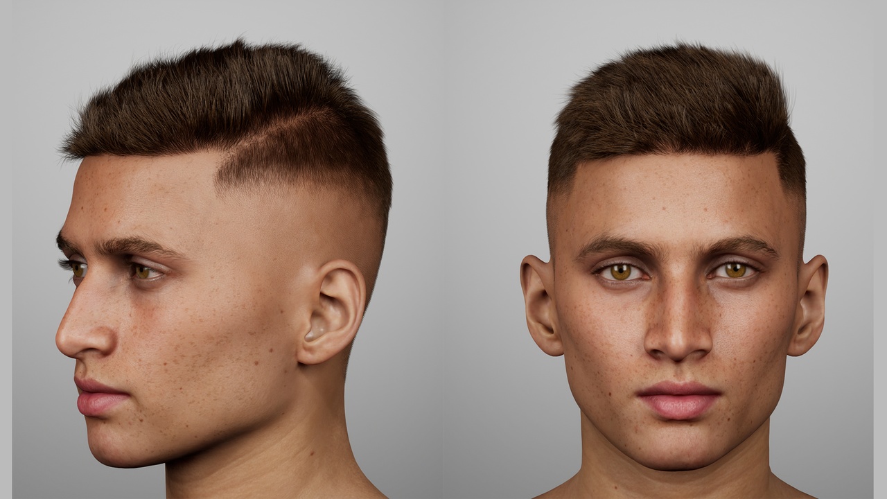 Media 1 for listing Textured Side-Part Quiff with High Skin Fade - MetaHuman Groom