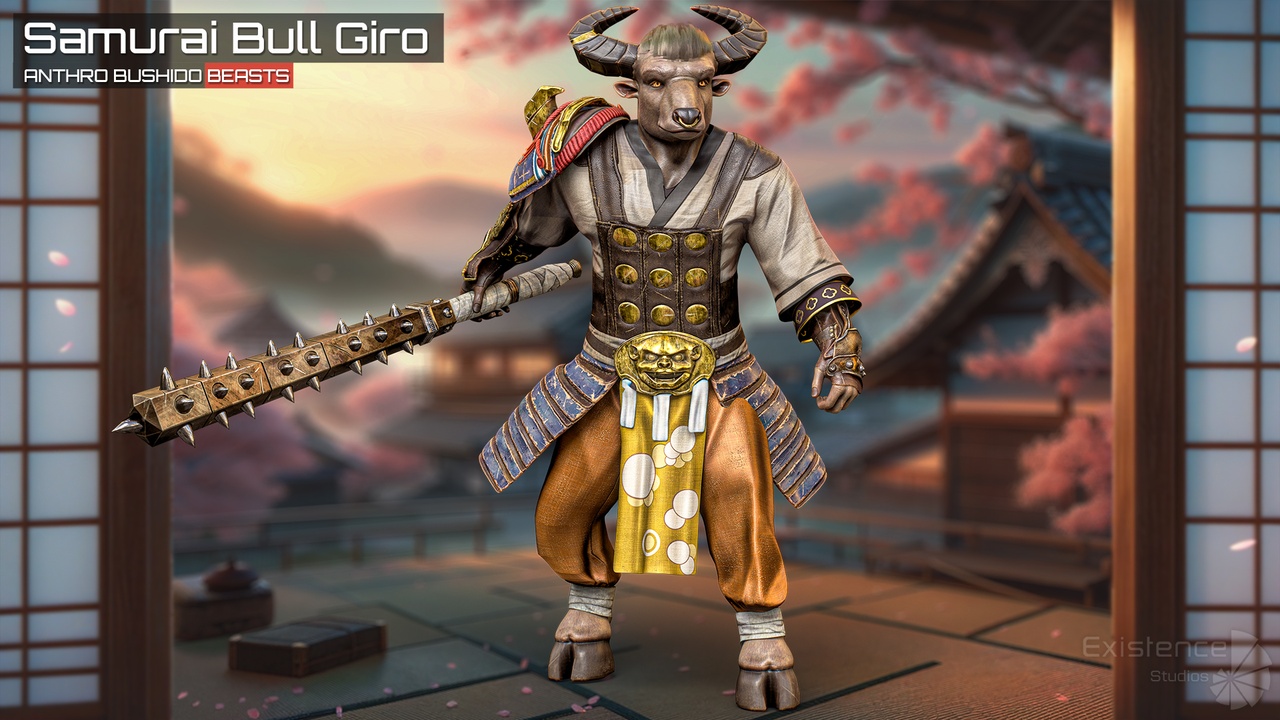 Bull Giro - Anthro Bushido Beasts - Japan Macuahuitl Realistic Heroes - #37 제품 등록을 위한 미디어 1개