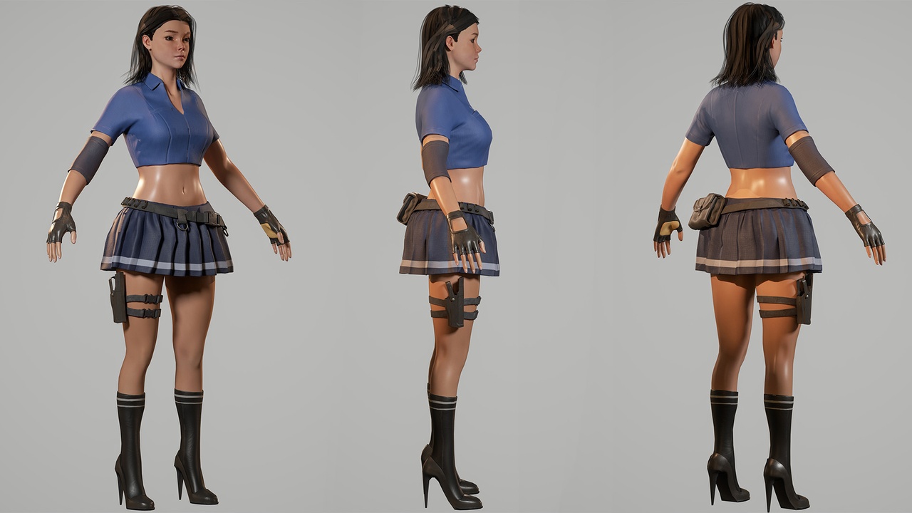 Media 1 for listing Stylized Lowpoly Warrior Girl – Game-Ready Character for UE5/UE4 (Rigged)