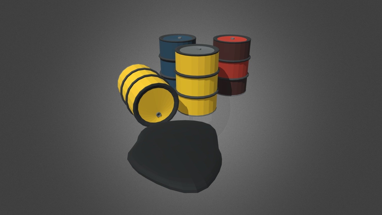Media 1 for listing Low Poly Oil Barrels with an oil stain