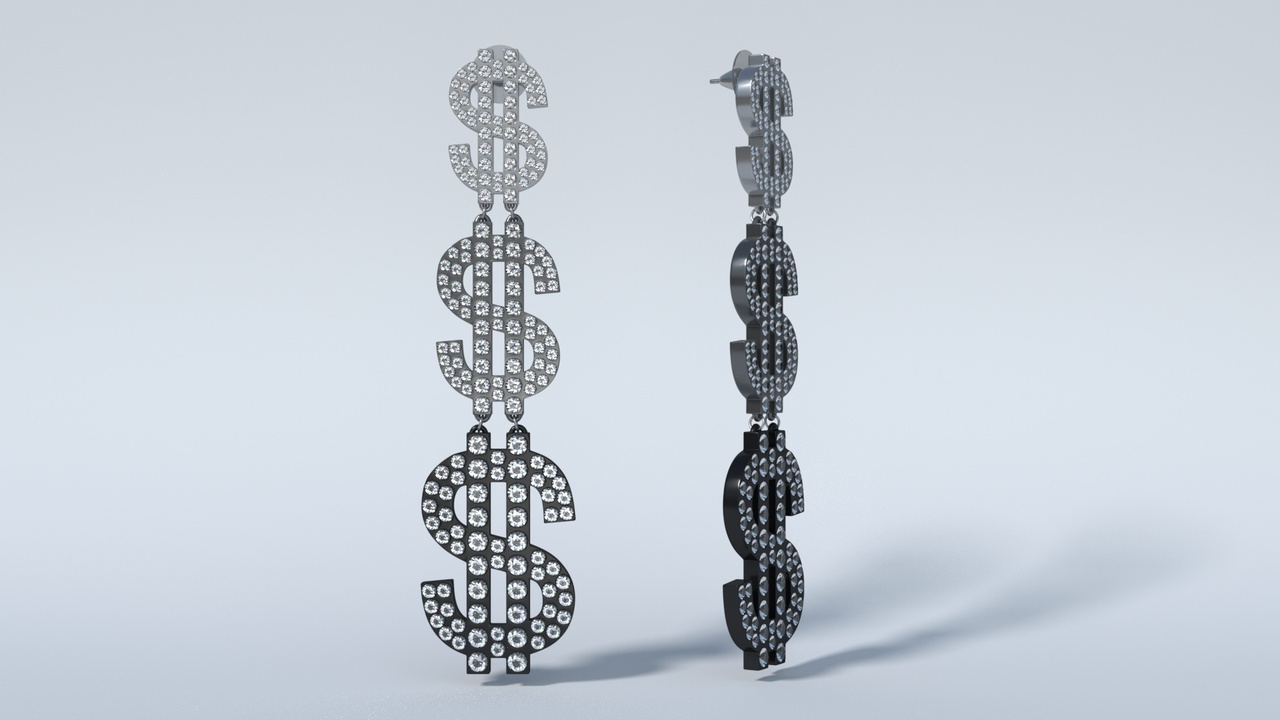 Media 1 for listing Dollar Sign Stud earrings