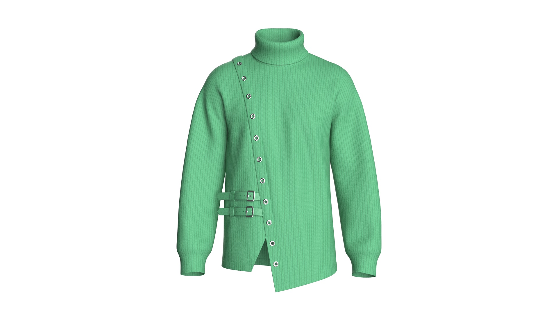 Media 1 for listing Men Ribbed Knit Sweater With Buckle | High Poly
